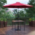 Flash Furniture Faux Teak 35" Patio Table-Red Umbrella & Base XU-DG-UH8100-UB19BRD-GG